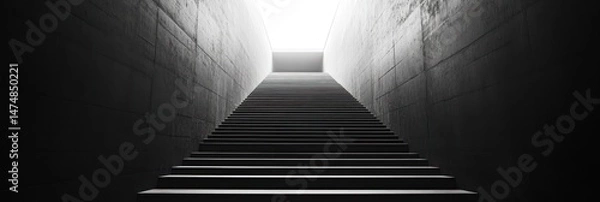 Fototapeta Ascending Concrete, A Stairway to Illumination and Architectural Geometry