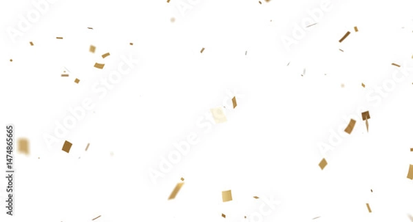 Fototapeta 3d render of Gold confetti flying for celebrate isolated on transparent background.