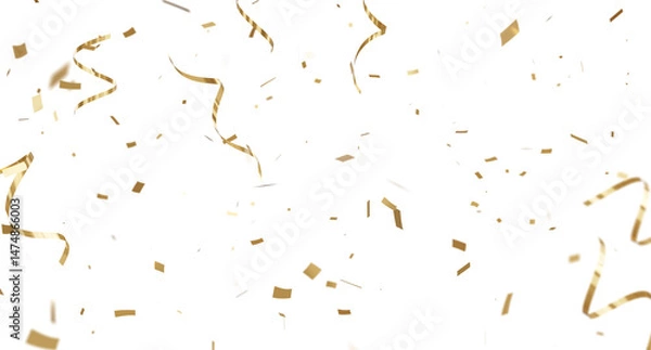 Fototapeta 3d render of Spiral Gold confetti flying for celebrate isolated on transparent background.
