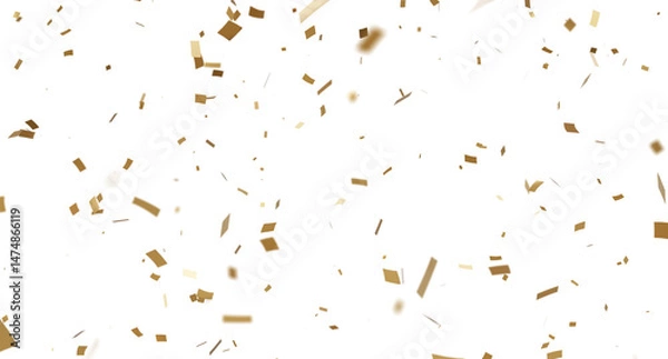 Fototapeta 3d render of Gold confetti flying for celebrate isolated on transparent background.