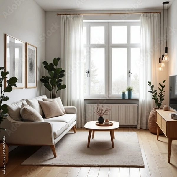 Fototapeta Skandinavia living room interior