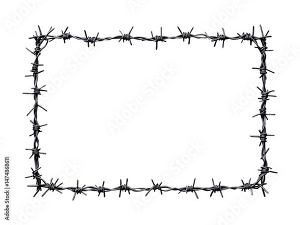Obraz Barbed wire frame border.  Grunge, edgy design element.