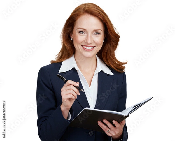 Obraz Smiling businesswoman holding a notebook	