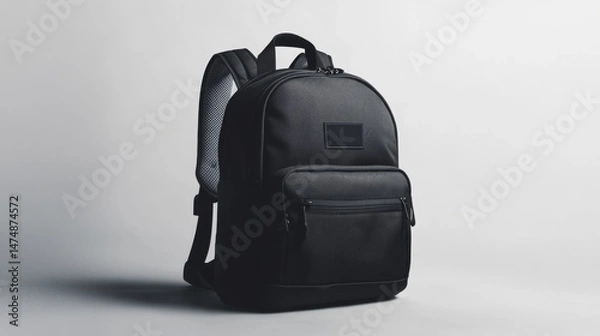 Fototapeta Stylish black backpack for everyday use.