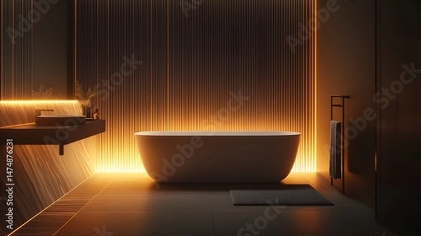 Fototapeta A minimalist dark surface featuring subtle glowing lines and geometric patterns, designed to enhance product focus and display.