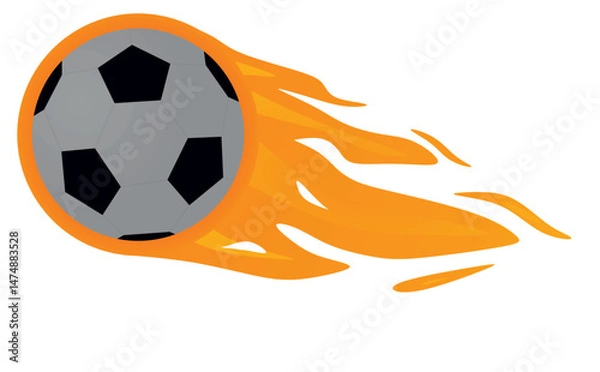 Obraz Soccer ball on fire sign. vector