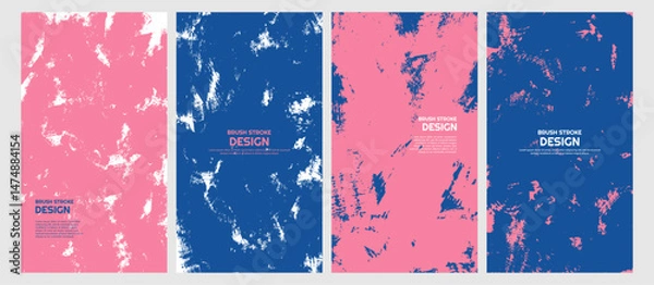 Obraz Vector illustration. Cool bright wallpapers with paint brush strokes mess. Hand drawn abstract color backgrounds set. Design elements for flyer, voucher, coupon, leaflet, social media template