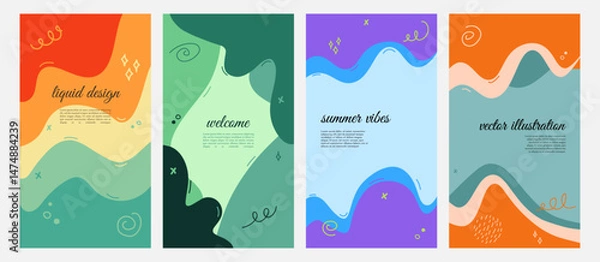 Obraz Vector illustration. Colorful childish background. Hand drawn memphis pattern doodle shapes and lines. Trendy abstract colorful style. Design elements for flyer, voucher, coupon, leaflet, social media