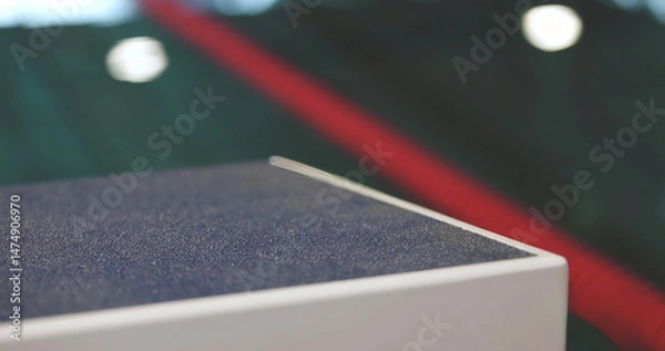 Fototapeta Swimming Pool Launch Pad, selective focus and close up on it with pool in the background.