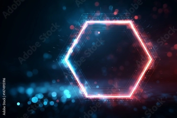 Obraz Futuristic hexagon design with digital abstract background concept, modern technology theme.