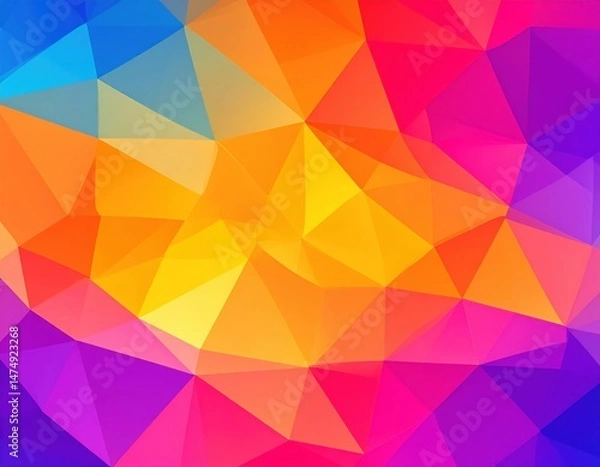 Fototapeta A vibrant geometric pattern featuring bright colors like orange, pink, blue, and yellow, creating an abstract, modern visual appeal