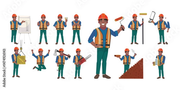 Fototapeta worker character vector design