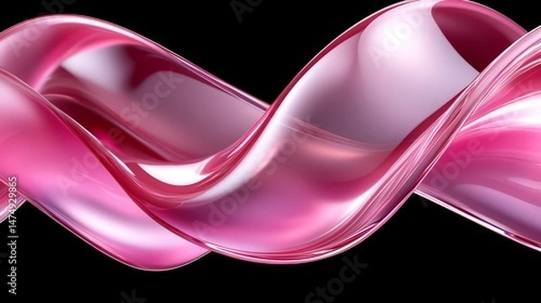 Obraz Elegant Abstract: A mesmerizing dance of light and form, showcasing a flowing ribbon in a vibrant pink, set against a dark backdrop, representing the fusion of sophistication and digital artistry.