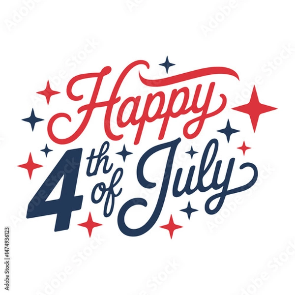 Fototapeta Happy 4th of july independence day celebration design with stars in red and blue