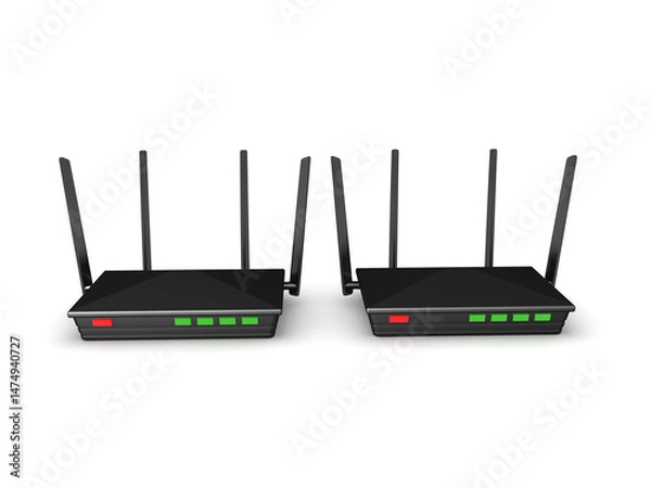 Fototapeta 3D Rendering of two routers
