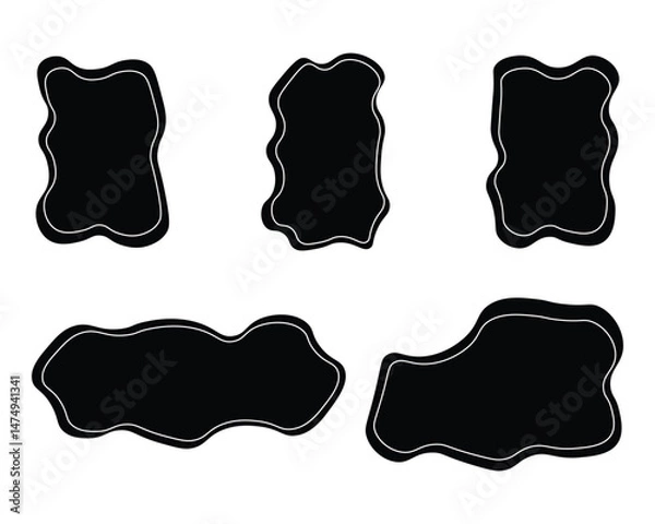 Fototapeta A set of simple vintage style frames, invitation labels, frame icons to fill black color