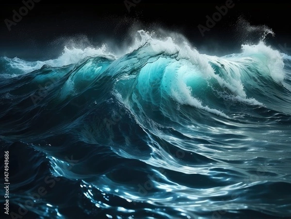 Fototapeta How about: "Close-Up of Turbulent Waves at Night"?