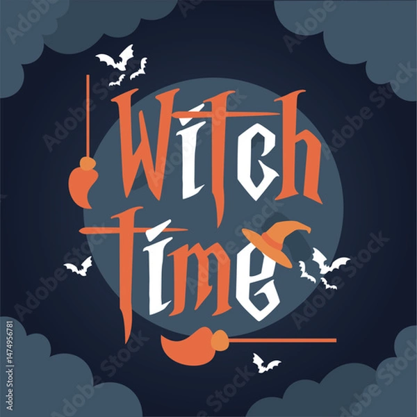 Obraz Isolated halloween lettering with ornaments Vector