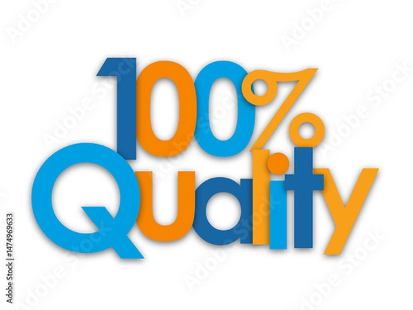 Fototapeta 100% QUALITY colourful typography banner on transparent background