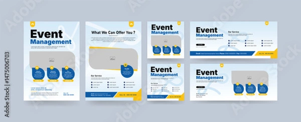 Obraz Corporate event management social media design set.