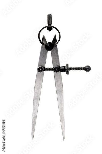 Obraz Metallic compass isolated on white background