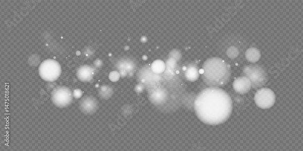 Fototapeta Abstract white bokeh background with glow and glitter. Shiny, festive, and magical design for holiday, Xmas, or celebration themes. Modern, luminous vector illustration.