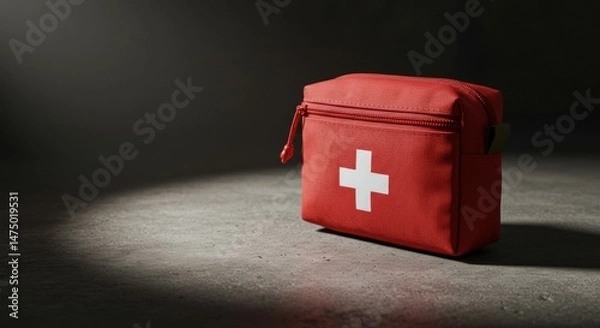 Obraz Red First Aid Pouch with White Cross