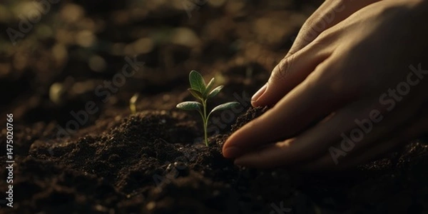 Fototapeta Caring Hands Nurturing Seedling: A Promise of Growth