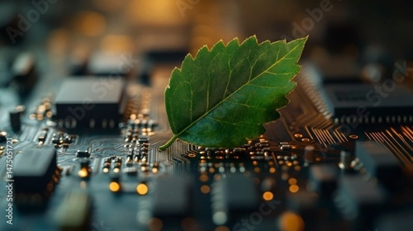 Obraz Leaf on circuits