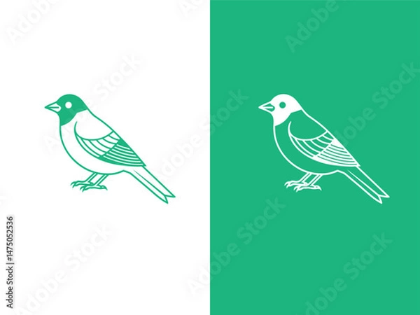 Fototapeta Simple Bird Line Art Logo, Sparrow or Finch Icon, Minimalist Bird Design, Nature-Inspired Logo, Clean Avian Vector, new logo, bird