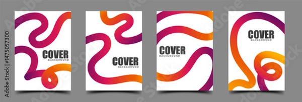 Fototapeta Modern minimal colorful line cover background template design collection