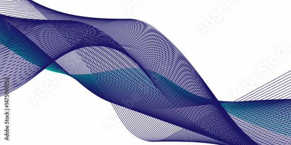 Fototapeta Generate a vector illustration featuring a smooth, wave-like ribbon made of evenly spaced, diagonal parallel lines. 