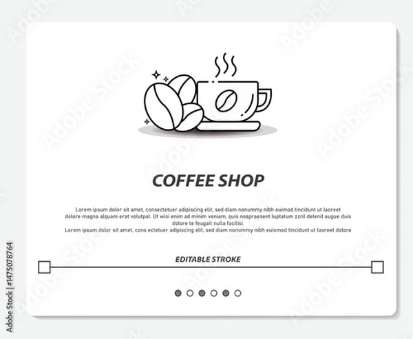 Obraz Coffee Logo With Beans and Cup Simple Vector Editable Stroke