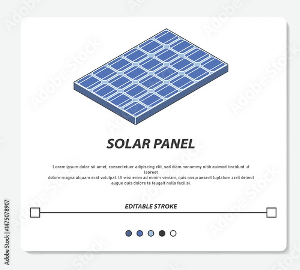 Obraz Renewable Energy Solar Panel Simple Vector Editable Stroke