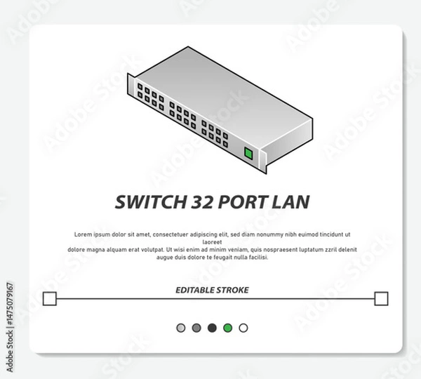 Obraz Industrial Manage Switch HUB Network Device Vector Flat Design