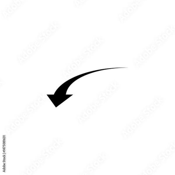Fototapeta Thin long semi circle arrow. Vector illustration. Semicircular rounded curved arrow.