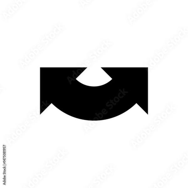 Fototapeta Semicircular rounded double ended arrow. Dual semi circle arrow with curved base. Vector illustration.