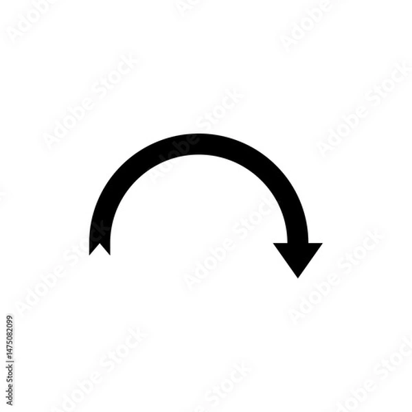 Fototapeta Semicircular thin long arrow. Semi circle curved rounded shape. Vector illustration.