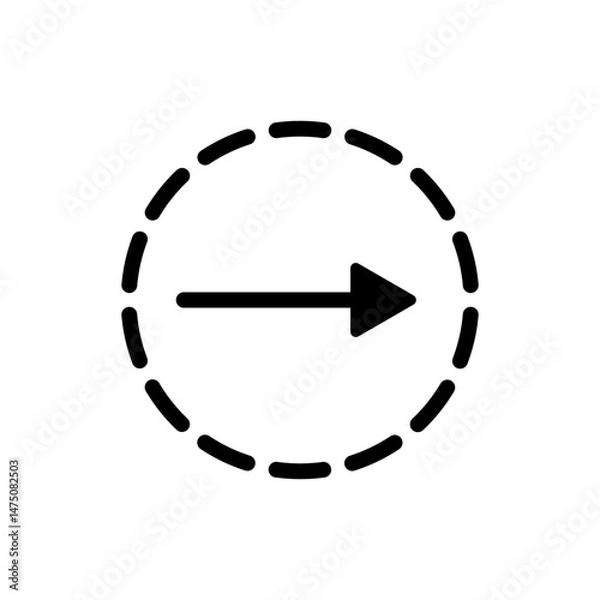 Fototapeta Arrow inside dotted and dashed circle. Vector illustration on white background.