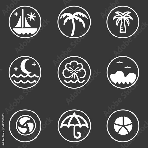 Obraz Set of Beach icon simple vector