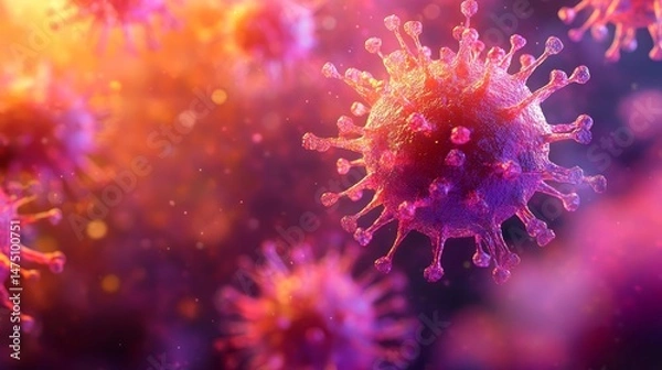 Fototapeta Close-up view of microscopic viral particles.