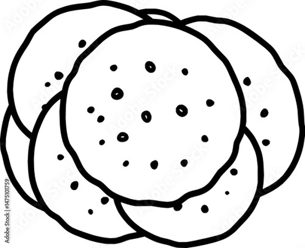 Fototapeta Stack of Round Flatbreads Simple Line Art Design