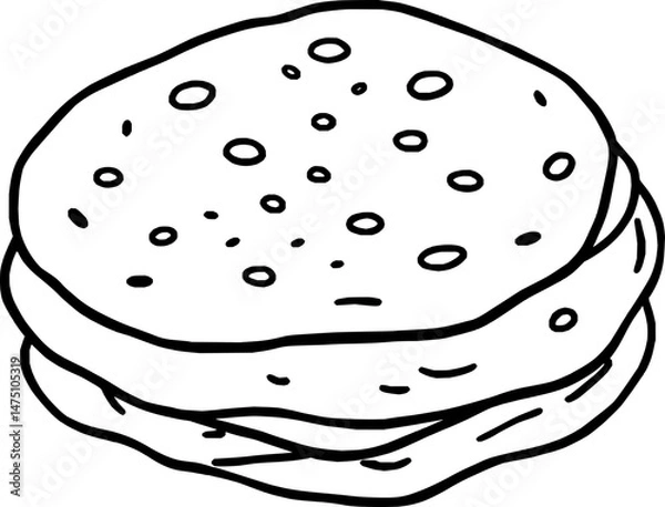 Fototapeta Simple Line Drawing Of A Delicious Double Pancake