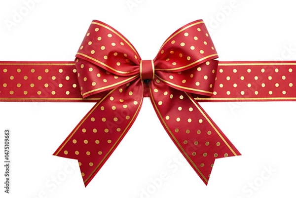 Fototapeta red ribbon bow on white background