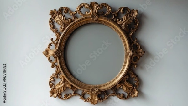 Fototapeta Classic old gold frame isolated on a white surface
