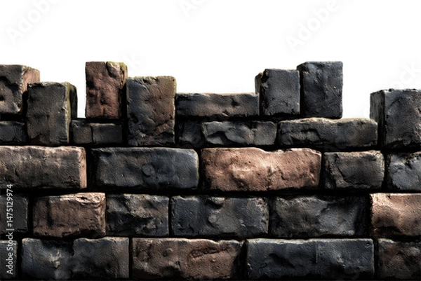Obraz Wall built from dark and light bricks with a transparent background