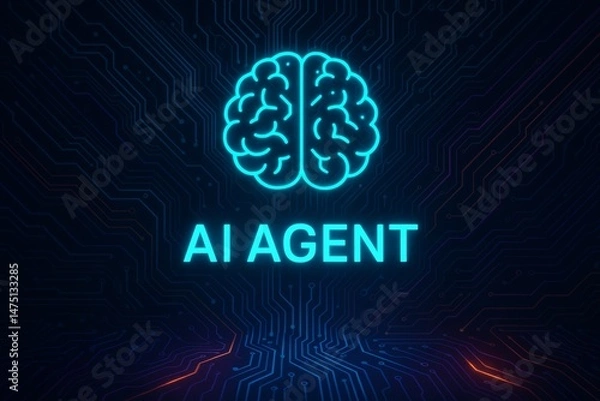 Obraz AI Agent with Glowing Brain Icon