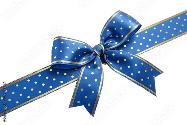 Fototapeta Blue ribbon bow isolated on transparent background