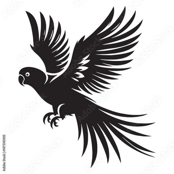 Fototapeta Parakeet silhouette with social expression – Parakeet illustration – Minimalist Parakeet vector – Bird silhouette

