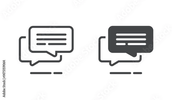 Fototapeta Chat icon logo vector, text message line stroke outline sign symbol silhouette simple pictogram, online communication sms talk label set image clip art 